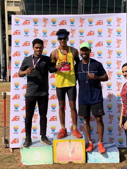 Gold on Akshaya Tritiya! Rudra Lad celebrates his victory in the 100m sprint at the IIT Bombay athletics meet with an impressive time of 11.1 seconds.