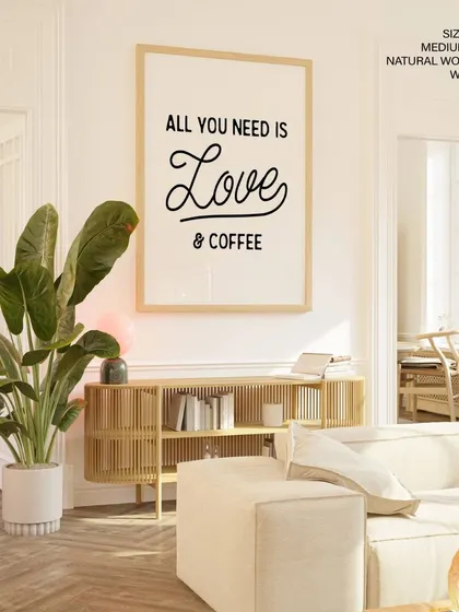 A charming and relatable print for any coffee lover: "All you need is Love & Coffee." The playful script makes it a perfect piece for the kitchen, dining room, or your favorite coffee nook.