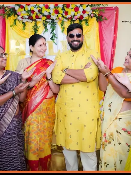 It's not just the bride who gets the attention. We love capturing the groom enjoying the Haldi rituals with his family, full of smiles and laughter.