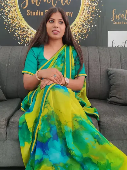 Another look from my studio. I believe confidence is the best accessory you can wear with a saree.