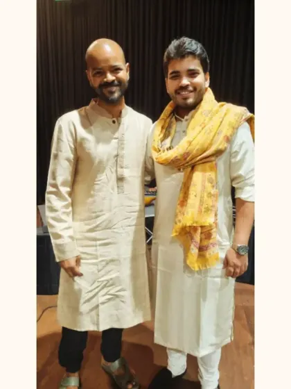 With the amazing Soumik Datta da after our show 'Anant'. It was an honour to share the stage with him.