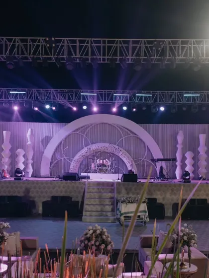 A full concert stage setup for a Sangeet night at Suryagarh. We design and manage large-scale productions to accommodate premier bands and artists.
