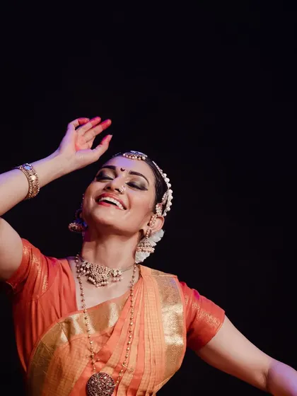A capture of sheer, unabashed joy. This is what it feels like to dance an Abhanga on stage, lost in the poetry and music.