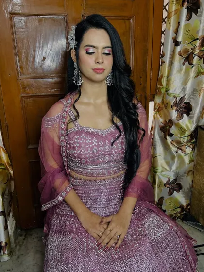 Another shot of the client seated, looking serene and beautiful.