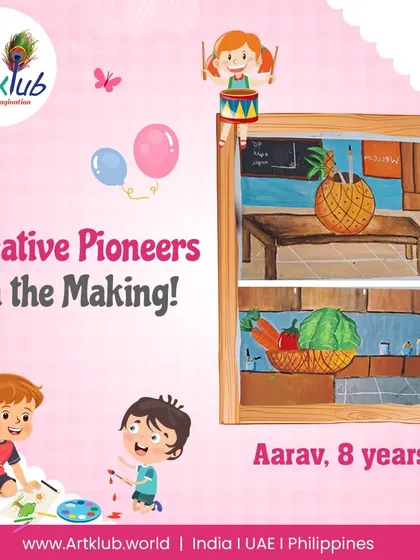 Eight-year-old Aarav is a creative pioneer in the making, shown in his still life drawings of fruit.