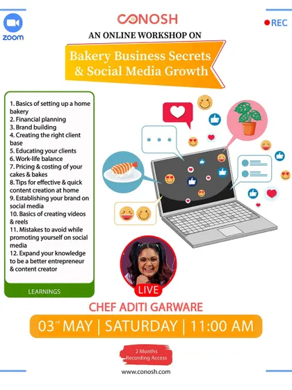 Another opportunity to join my Bakery Business Secrets & Social Media Growth workshop. I'll help you expand your knowledge to become a better entrepreneur and content creator.