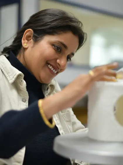 For me, every cake is a canvas. Here I am, working on a new design, always excited to learn new techniques to bring more joy to your celebrations.