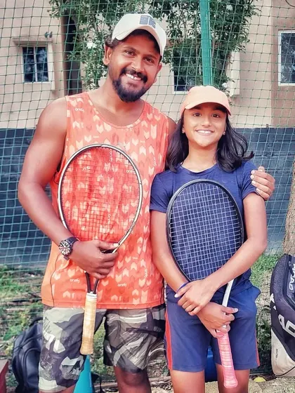 Our founder Suraj Bikkannavar with Karthika Padmakumar. We are proud to have her selected as the No.1 player to represent India in the ITF Asia 12&U Team Competition.