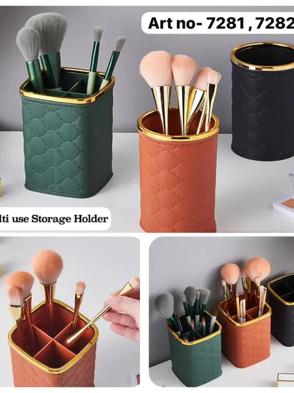 These elegant leather-look storage holders are perfect for makeup brushes, pens, or cutlery. Available in multiple colors, they add a sophisticated touch to any surface.