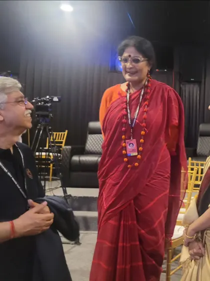 In conversation with fellow artists and organizers at the Serendipity Arts Festival. Such festivals are a wonderful platform for creative exchange.