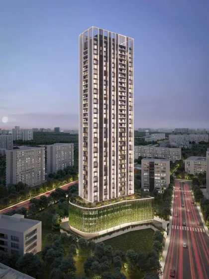 This residential tower on the outskirts of Mumbai is a study in sustainable luxury. The sleek design incorporates angular fins and louvers that are precisely oriented for optimal sunlight and natural ventilation, reducing the need for artificial cooling and connecting residents to their environment.