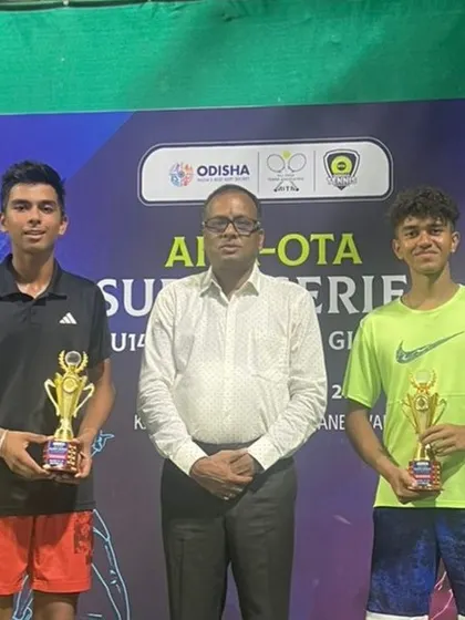 Arsh Kathuria and his partner won the AITA U14 Super Series title in Bhubaneswar. Arsh also had a strong run to the semi-finals in the singles category.
