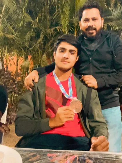A moment of pride with Govind Singh Khokar after he won the Bronze Medal in the U-19 boys' individuals category at the SGFI National School Games. This is what dedication looks like.