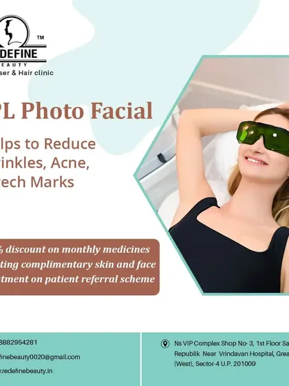 The IPL Photo Facial is a light-based therapy that helps reduce wrinkles, acne, and even stretch marks. It rejuvenates the skin by stimulating collagen production, resulting in a clearer and more youthful appearance.