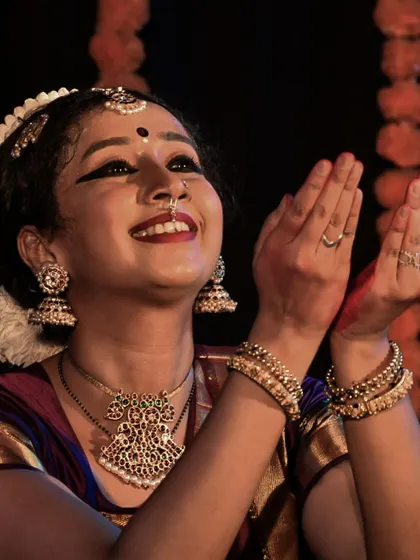 A close up of dancer Rasika Kiran's expressive face during her performance for Mahashivaratri. Her portrayal of emotions was phenomenal.