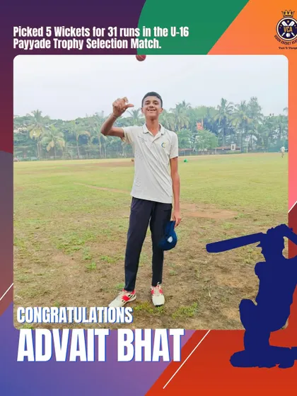 Consistency is key. Congratulations to Advait Bhat for his 5-wicket haul during the U-16 Payyade Trophy selection match, a crucial step in the competitive journey.