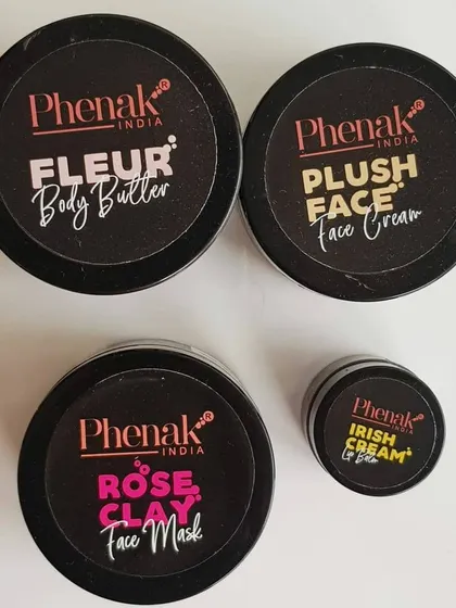 A beautiful flat lay of a customer's Phenak collection. It's wonderful to see my Fleur Body Butter, Plush Face Cream, Rose Clay Face Mask, and Irish Cream Lip Balm becoming staples in your routine.