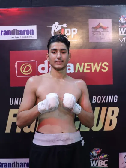 One of the boxers who participated in the United Professional Boxing show held at our Burari academy.