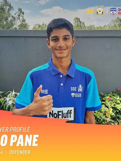 Rio Pane, a 14-year-old defender, gives a thumbs-up as he heads to the BFC residential trial in Bellary, a key milestone in his development.
