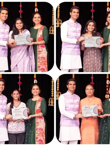 A collage of smiling faces from our certification ceremony. Each certificate represents months of dedication, growth, and the beginning of a new chapter in their yogic journey.