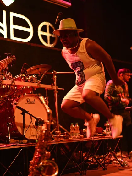 Jumping on stage isn't just for show; it's a release of all the energy built up during a performance. This is me giving everything I've got.