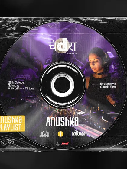 A creative playlist graphic for the 'Chandra' event, designed like a CD. This was a preview of the techno, breaks, and leftfield house I played.