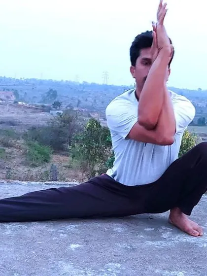 This low lunge variation with Garudasana (Eagle) arms deeply stretches the hips and shoulders. The Bhagavad Gita teaches us that success in yoga requires moderation in all things: eating, sleeping, and activity.
