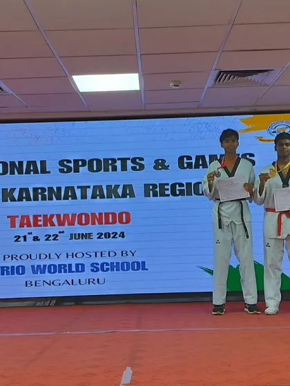 Two of our students after receiving their medals at the CISCE Regional Sports & Games for the Karnataka Region. Their performance reflects the high standard of our training.