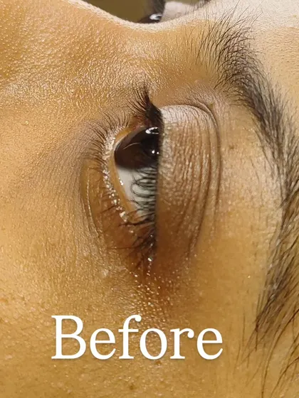 Here is a close up of the lashes before the service. As you can see, they are straight and point downwards, which is very common. This is the perfect canvas for creating a beautiful, natural lift.