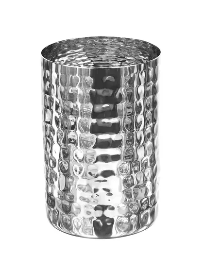 A single hammered steel glass on a white background, clearly showing the textured detail of the product.