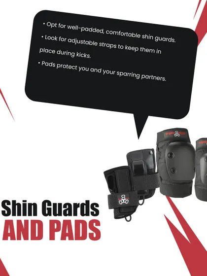 Shin guards and pads are crucial for protecting you and your sparring partners during drills. Safety is always our top priority.