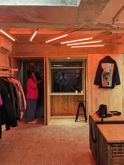 A view of the entrance and pop-up window area, showing how the space functions as a cozy nook.