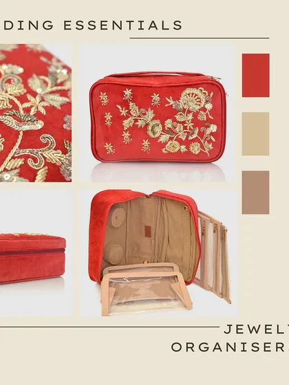 A bold and beautiful choice, this is my jewellery organiser in a vibrant red velvet. It's a perfect wedding essential, designed to keep your bridal jewellery safe and organised in style.