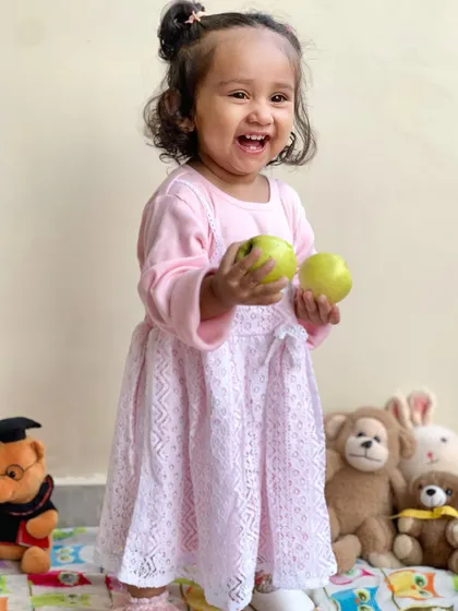 Another picture from my collaboration with Firstcry for their winter collection. My daughter is all smiles in her warm and comfortable dress.