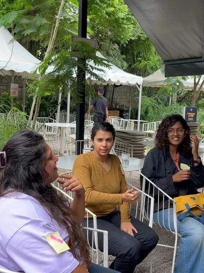 Deep in conversation at the Bangalore Adda. Our mentors and experts are always on hand to chat and answer questions.