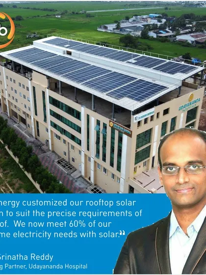 Udayananda Hospital has saved nearly INR 30 lakhs in less than 1.5 years since their 200kW system was commissioned. Our customized design meets 60% of their daytime electricity needs.