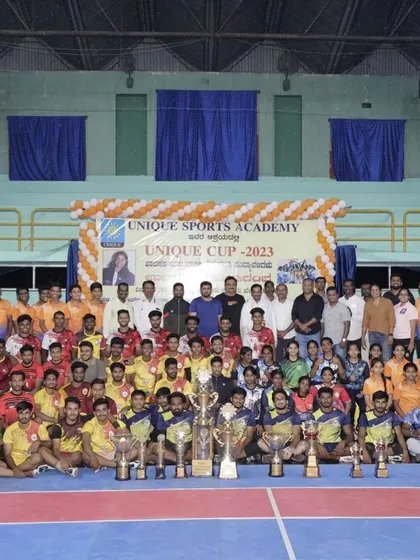 A group photo of all the participating teams, coaches, and guests at our Unique Cup 2023. A celebration of sportsmanship.