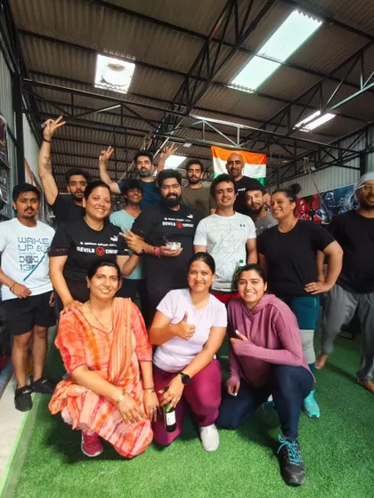 The whole crew together. We believe in creating a healthier and fitter community, one workout at a time.