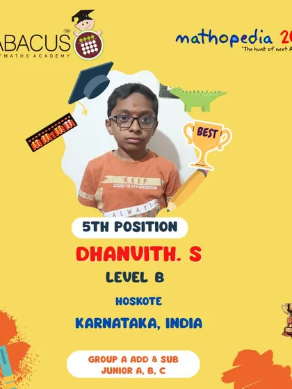 Dhanvith S from Hoskote, Karnataka, a 5th Position winner.
