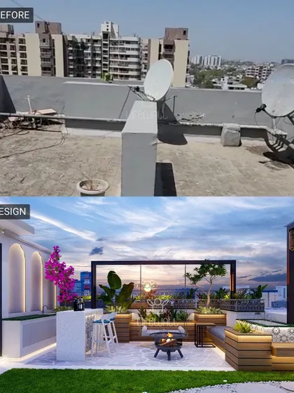 This series of images shows the "before" site next to the "design" render. This is the first step in my process, ensuring you and I are perfectly aligned on the vision before any construction begins.