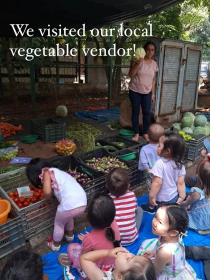 We visited our local vegetable vendor to learn about where our food comes from and to meet the people in our community.