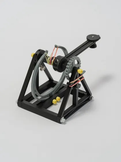 A closer look at the assembled Demolisher catapult, ready for action. It's a project that's as fun to play with as it is to build.