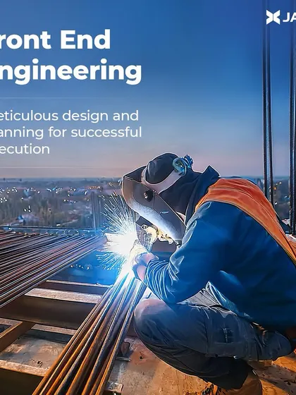 Every successful project begins with meticulous planning. This image of a welder at a high-rise construction site represents our Front End Engineering process, where we lay the groundwork for flawless execution and project success.