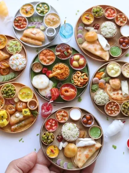 A beautiful arrangement of my North Indian and South Indian thalis.