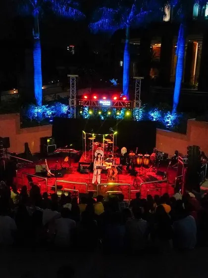 An aerial shot from a beautiful amphitheater performance. The setup was incredible and the audience was so warm and welcoming. A truly special night.