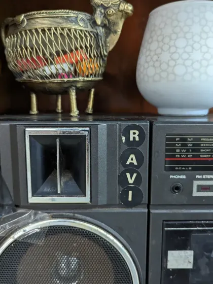 Another quiet moment captured at the lab. This old boombox, named Ravi, is part of the quirky collection of things that give our space its character.