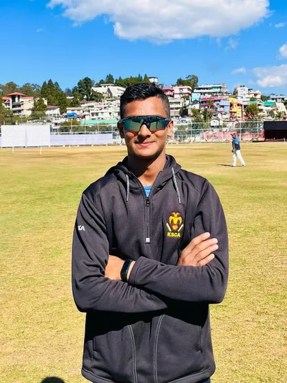 Mohsin Khan, one of our premier spinners, pictured at a state-level match. His dedication to his craft is evident in his performances.