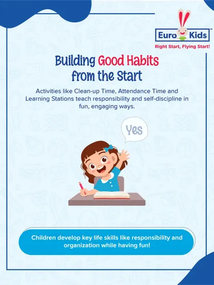 I help build good habits from the start. Activities like 'Clean-up Time' and 'Attendance Time' are integrated into our routine to teach responsibility and self-discipline in a fun, engaging way.