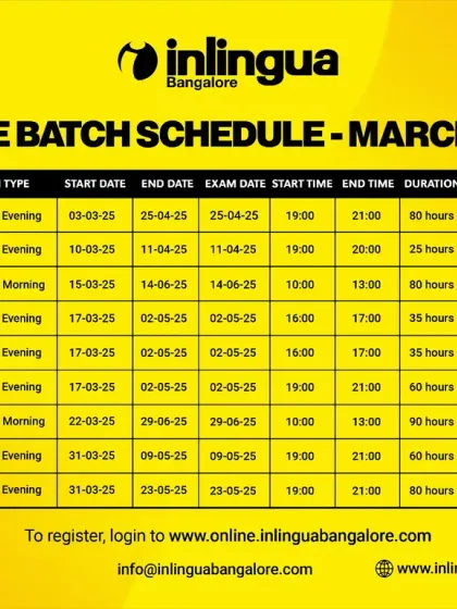 Find your perfect class in our March 2025 online schedule. We have batches for German, English, French, and Spanish at various proficiency levels.