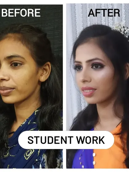 This before and after shows the power of subtle enhancement. My students learn to create natural yet polished makeup perfect for any occasion.